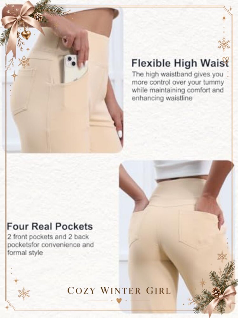 Women's Wide Leg High Waisted Pull On Yoga Pants with Pockets - Picture 3 of 6